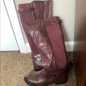 Burgundy Leather Riding Boots